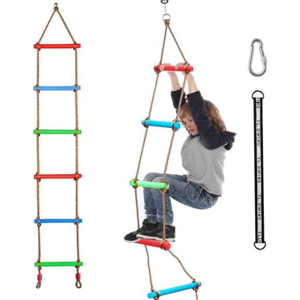 Climbing Rope Ladder Kids Tree Swing With Hanging Strap, Indoor And Outdoor